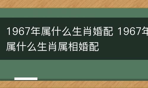 1967年属什么生肖婚配 1967年属什么生肖属相婚配