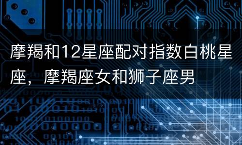 摩羯和12星座配对指数白桃星座，摩羯座女和狮子座男