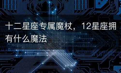 十二星座专属魔杖，12星座拥有什么魔法