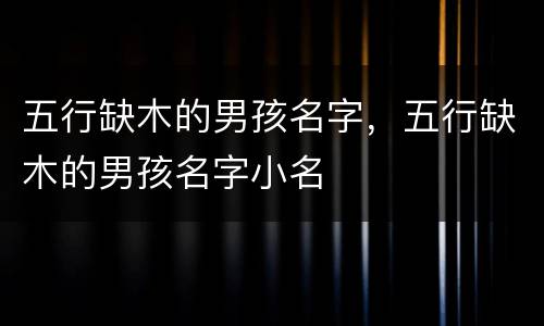 五行缺木的男孩名字，五行缺木的男孩名字小名