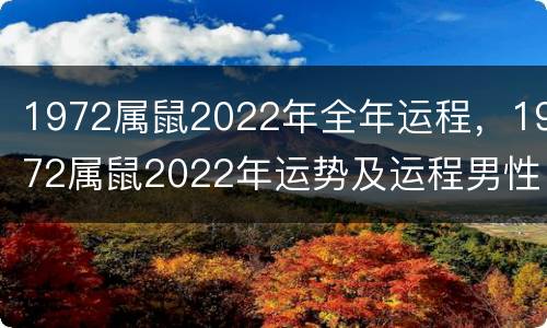 1972属鼠2022年全年运程，1972属鼠2022年运势及运程男性