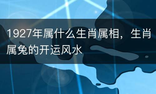 1927年属什么生肖属相，生肖属兔的开运风水