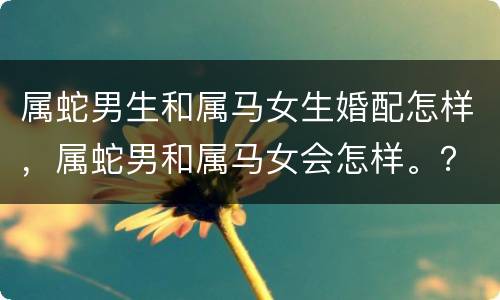 属蛇男生和属马女生婚配怎样，属蛇男和属马女会怎样。？