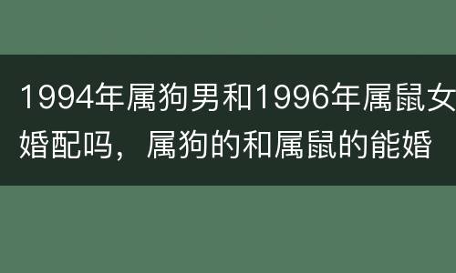 1994年属狗男和1996年属鼠女婚配吗，属狗的和属鼠的能婚配吗