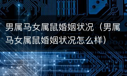 男属马女属鼠婚姻状况（男属马女属鼠婚姻状况怎么样）