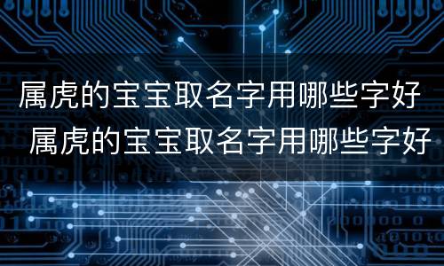属虎的宝宝取名字用哪些字好 属虎的宝宝取名字用哪些字好佳