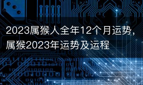 2023属猴人全年12个月运势，属猴2023年运势及运程