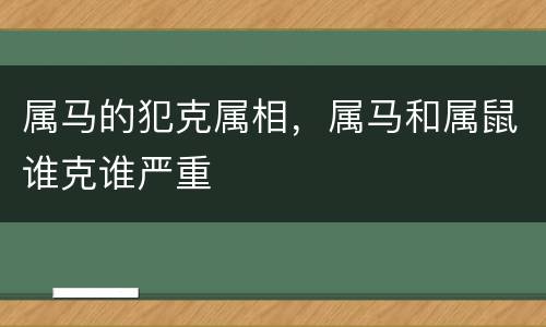 属马的犯克属相，属马和属鼠谁克谁严重