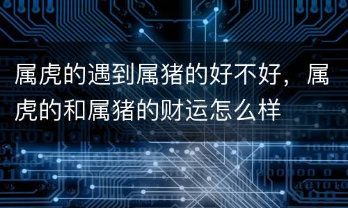 属虎的遇到属猪的好不好，属虎的和属猪的财运怎么样