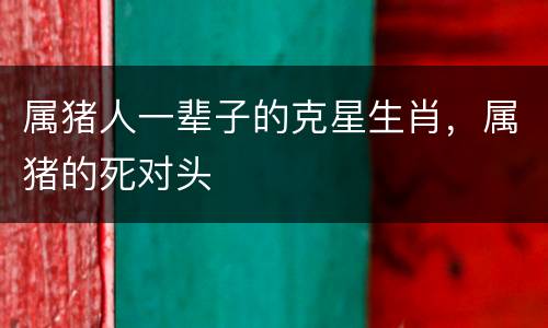 属猪人一辈子的克星生肖，属猪的死对头