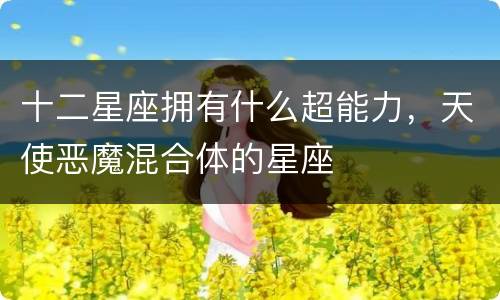 十二星座拥有什么超能力，天使恶魔混合体的星座