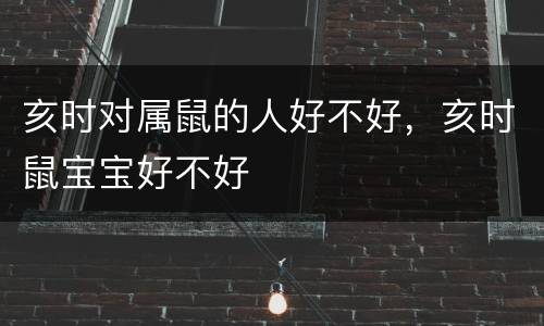 亥时对属鼠的人好不好，亥时鼠宝宝好不好