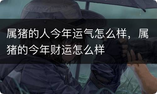 属猪的人今年运气怎么样，属猪的今年财运怎么样