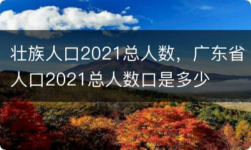 壮族人口2021总人数，广东省人口2021总人数口是多少