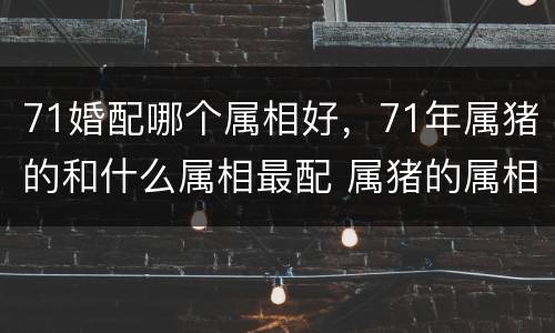 71婚配哪个属相好，71年属猪的和什么属相最配 属猪的属相婚配表大全