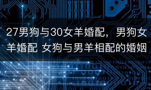 27男狗与30女羊婚配，男狗女羊婚配 女狗与男羊相配的婚姻如何