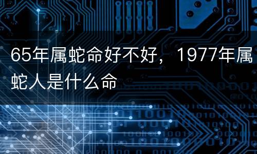 65年属蛇命好不好，1977年属蛇人是什么命