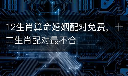 12生肖算命婚姻配对免费，十二生肖配对最不合
