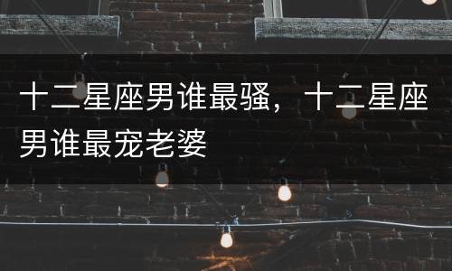十二星座男谁最骚，十二星座男谁最宠老婆