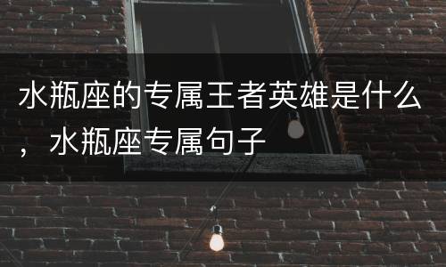 水瓶座的专属王者英雄是什么，水瓶座专属句子