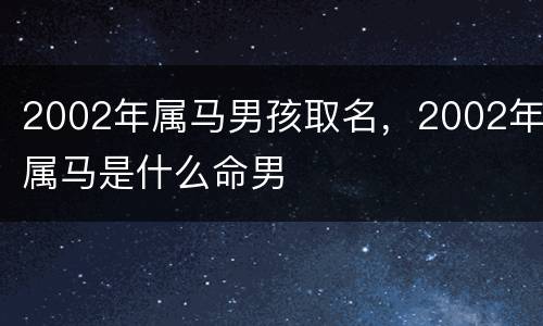 2002年属马男孩取名，2002年属马是什么命男