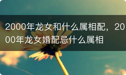 2000年龙女和什么属相配，2000年龙女婚配忌什么属相