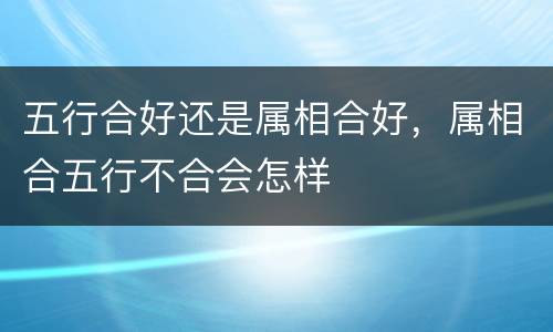 五行合好还是属相合好，属相合五行不合会怎样