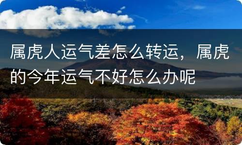 属虎人运气差怎么转运，属虎的今年运气不好怎么办呢