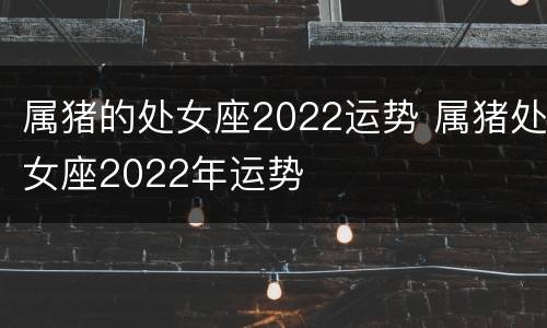 属猪的处女座2022运势 属猪处女座2022年运势