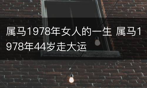 属马1978年女人的一生 属马1978年44岁走大运