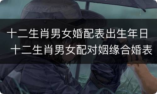 十二生肖男女婚配表出生年日 十二生肖男女配对姻缘合婚表