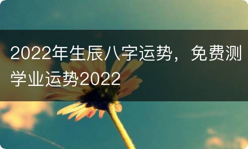 2022年生辰八字运势，免费测学业运势2022