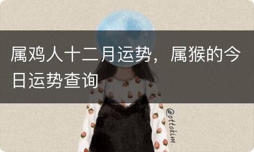 属鸡人十二月运势，属猴的今日运势查询