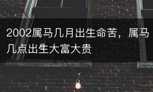 2002属马几月出生命苦，属马几点出生大富大贵
