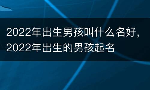 2022年出生男孩叫什么名好，2022年出生的男孩起名