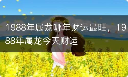1988年属龙哪年财运最旺，1988年属龙今天财运