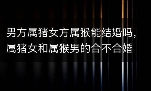 男方属猪女方属猴能结婚吗，属猪女和属猴男的合不合婚