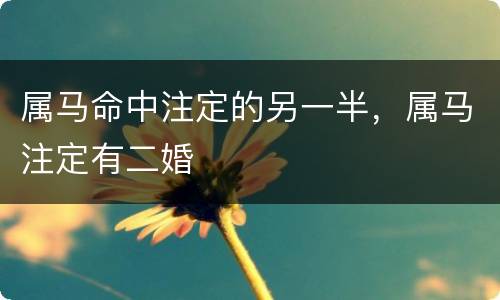 属马命中注定的另一半，属马注定有二婚