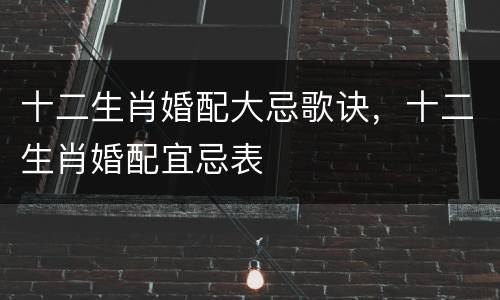 十二生肖婚配大忌歌诀，十二生肖婚配宜忌表