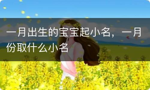 一月出生的宝宝起小名，一月份取什么小名