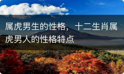属虎男生的性格，十二生肖属虎男人的性格特点