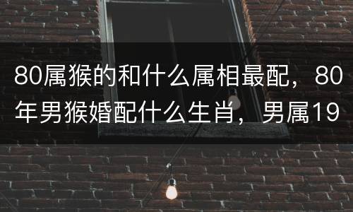 80属猴的和什么属相最配，80年男猴婚配什么生肖，男属198