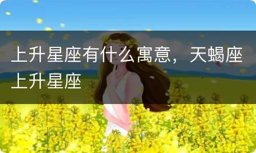 上升星座有什么寓意，天蝎座上升星座
