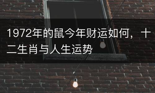 1972年的鼠今年财运如何，十二生肖与人生运势