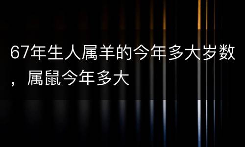 67年生人属羊的今年多大岁数，属鼠今年多大