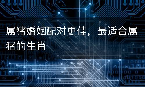 属猪婚姻配对更佳，最适合属猪的生肖
