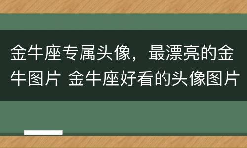 金牛座专属头像，最漂亮的金牛图片 金牛座好看的头像图片