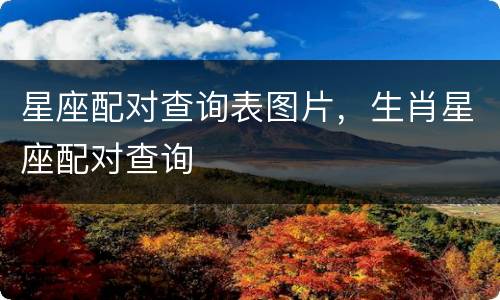 星座配对查询表图片，生肖星座配对查询