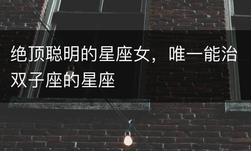 绝顶聪明的星座女，唯一能治双子座的星座