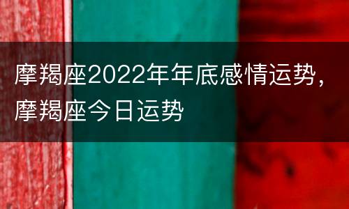 摩羯座2022年年底感情运势，摩羯座今日运势